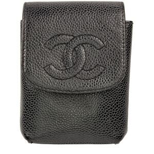 Chanel Black Caviar Leather CC Cigarette Case or Mini Pouch